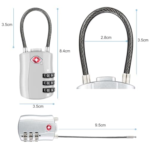Diyife TSA Approved Luggage Locks with Flexible Steel Cable, Easy to Set up — view 6