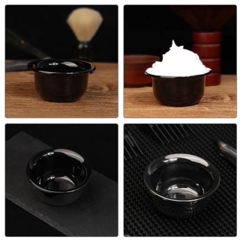 VILLCASE 3pcs Reusable Shaving Soap Bowls for Men with Stable Bowl Base and Portable Design Simple and Elegant Black Shaving Mug for Travel Use — view 3