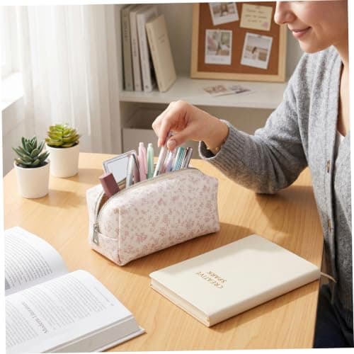 Makeup Pouch, Cute Pencil Case, Large-Capacity Floral Cosmetic Bags for Women Girls, Multi-use Storage Pouch for School & Travel, Style1.. — view 3