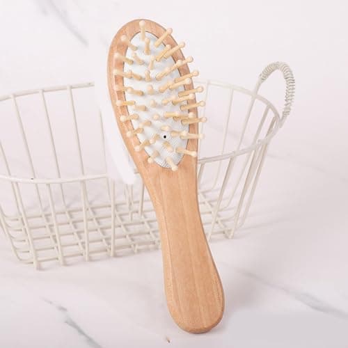Newborns Safe Comb and Bath Brush Set with Soft Wool Bristles Daily Baby Grooming Easy to Use for Gentle Hair Scalp Cares Wooden Comb — view 6