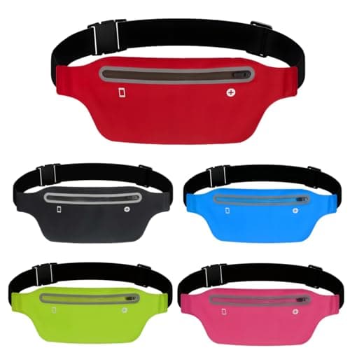 YITORMAN Slim Running Belt,Running Waist Packs,Running Band for iPhone,Waist Bag for Workout Jogging,Walking,Travel Money Belt Running Gift Gear Accessories (Red) — view 2