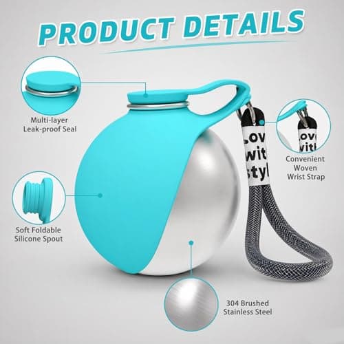 2-in-1 Portable Dog Water Bottle, Foldable Pet Travel Water Bottle for Walking, 285ML Pet Stainless Steel Drinking Bottle with Silicone Bowl, Water Dispenser for Hikes, Road Trips & Park Visits — view 4