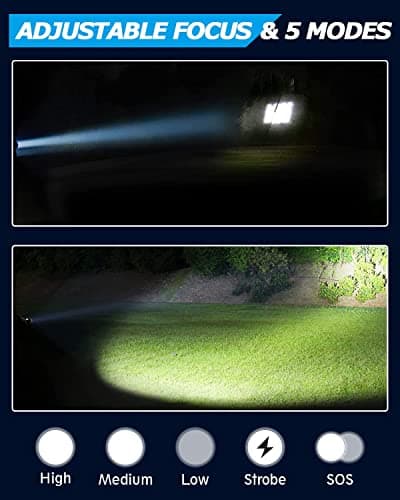 LED Torch Rechargeable Torch Super Bright 2000L Battery Powered Flashlight — view 3