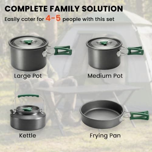 Outsunny Camping Cookware Set for 4-5 People Lightweight Aluminium Grey — view 3