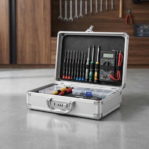 UKCOCO Aluminium Alloy Hard Briefcase for Men with Collision Protection and Password Safety, Portable Tool Storage Box Suitable for Boating and Camping, Silver Handheld Organizer — view 6