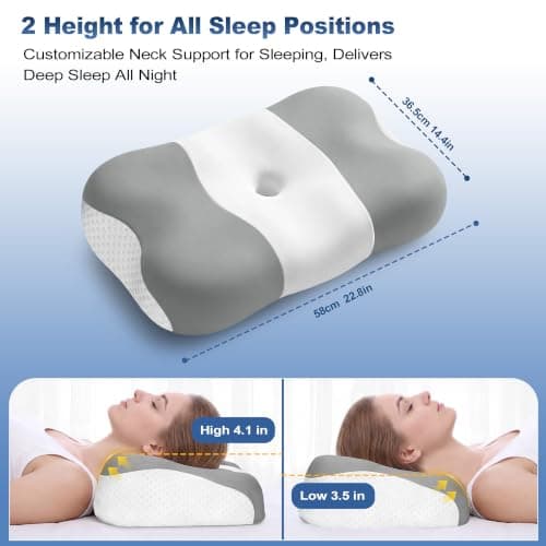 VYLEE Memory Foam Pillow, Neck Pillow, Ergonomic Pillow, Cervical Pillow — view 3