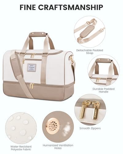 LOVEVOOK Travel Duffle Bags for Women, 50L Large Weekend Hospital Overnight Holdall with Toiletry Bag, Gym Yoga Bags with Shoe Compartment & Wet Pocket, Hand Luggage Bag for Flight Travel Sports — view 4