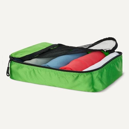 Amazon Essentials 4-Piece Packing Cubes Travel Accessories Set, Luggage Organiser with Double Zip, Mesh Top, Polyester, Medium, Green (Previously Amazon Basics) — view 3