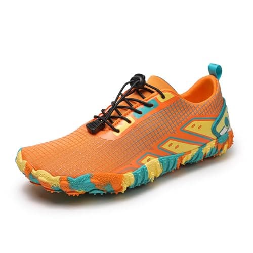 Barefoot Shoes Mens Womens Wide Toe Trail Running Trainers Lightweight Comfortable Workout Shoes for Hiking Fitness Walking Unisex,Orange 10UK
