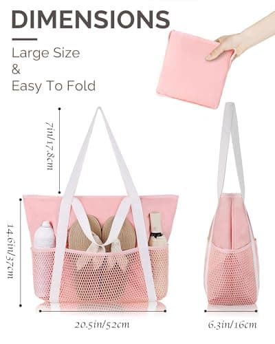 HOMESPON Beach Bag Large Waterproof Tote for Women with Zipper — view 4
