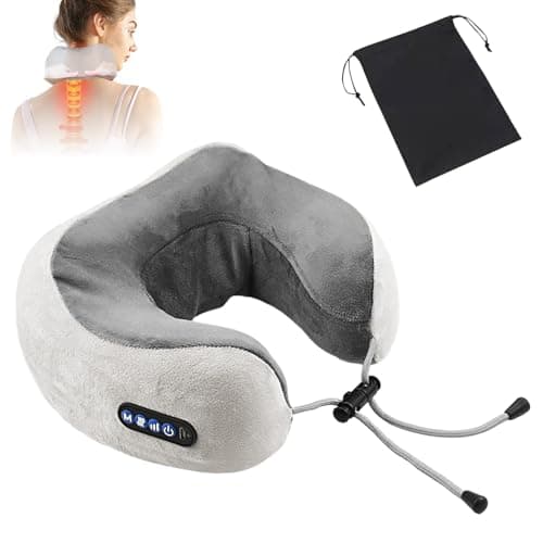 Neck Massager, Newly Upgraded Rechargeable U-Shaped Shoulder and Neck Relaxer with Drawstring Bag, 3D Deep Tissue Kneading, 3 Levels of Intensity and 3 Modes, Massage Cushion for Travel,Office,Drving