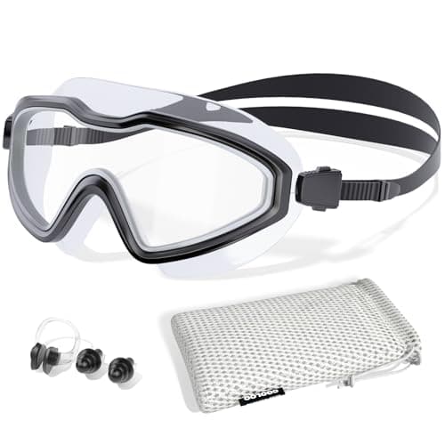 COOLOO Swimming Goggles for Adult, Wide View No Leaking Swim Goggles