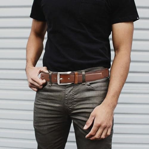 DOOPAI Mens Dress Belt -Genuine Leather Dress Belts For Men,Casual Suit Jeans Belt-Single Prong Buckle black belt — view 2