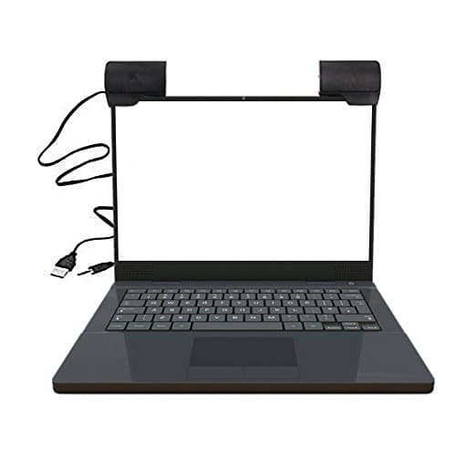 OFKPO Portable Mini Stereo Speakers Mini Computer Speaker Clip Portable Speaker Wired USB Loudspeaker for Laptop Desktop (Black) — view 4