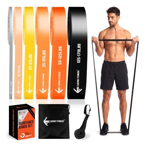 Lockie Fitness Resistance Bands Set of 4, TPE Pull-Up Assist Loops, 5-90lbs