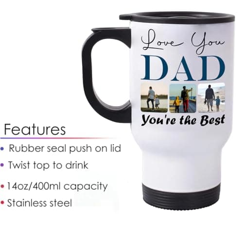 EKAM Personalised Gifts for Dad Fathers Day, Customised Photo Travel Mug 14oz Stainless Steel Insulated Travel Tea/Coffee Mug - Add Your Photos – Dad Gifts from Daughter Son — view 5