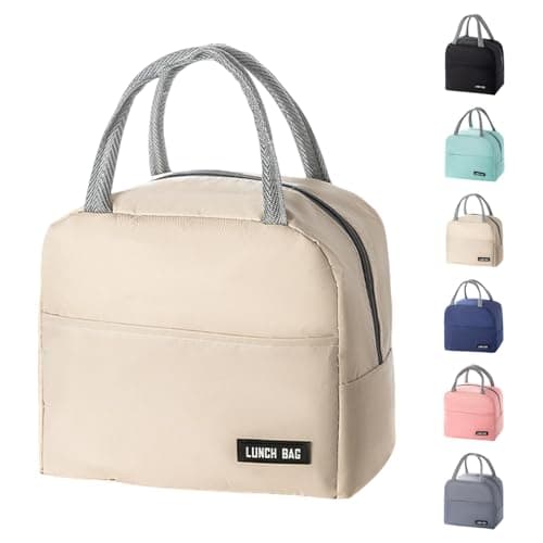 SUOXU Insulated Lunch Bag for Men Women Kids Cool Bag- Reusable Thermal Food Bag Ice Pack with Leak-Proof Liner, Cooler Tote for Work, School, Picnic & Travel (5L - Khaki)