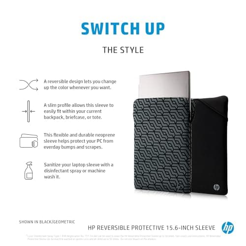 HP 15.6 Inch Black & Gold Protective Reversible Laptop Notebook Sleeve Case, Slim, Prevent Scratching, Zip-free — view 4