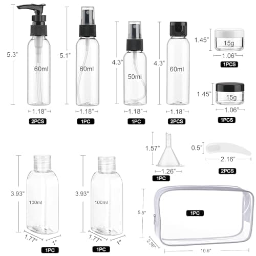 Decorniqu Travel Bottles for Toiletries 15 Pack TSA Approved Containers — view 2