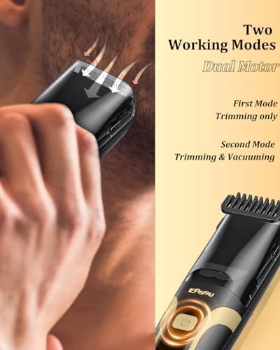 Vaccum Beard Trimmer for Men USB-C Rechargeable,Mustache Trimmer w/ 2 Combs — view 5