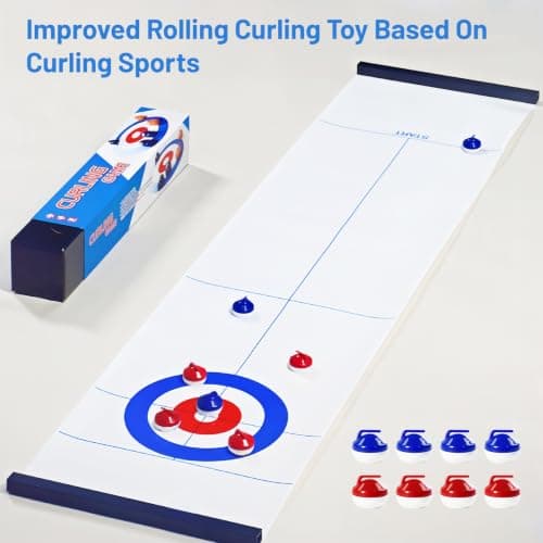 LLHONG Table Top Curling Game, Shuffleboard Game with 8 Pucks — view 3