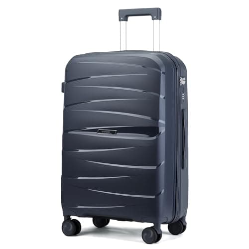DK Luggage 28" Large Lightweight Hardshell PP Luggage with 4 Wheels Suitcase N52 (Dark Grey, Large)
