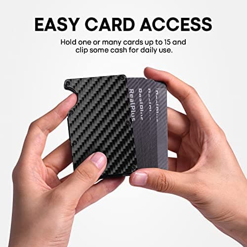 Carbon Fiber Wallet, RealPlus RFID Blocking Card Holder for Men, Minimalist Money Clip-Gifts for Men, Fathers, Boyfriends Birthday — view 4