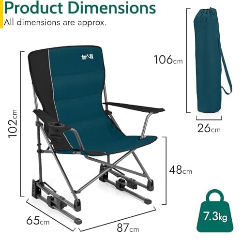 Trail Rock Folding Rocking Camping Chair, Teal — view 2