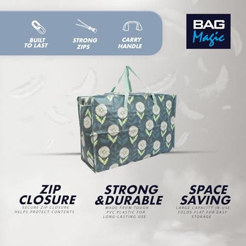 Extra-Large 100L Storage & Shopping Bag – Heavy-Duty PVC Zip Holdall for Laundry, Moving, Travel & Home Organisation - Daisy — view 2