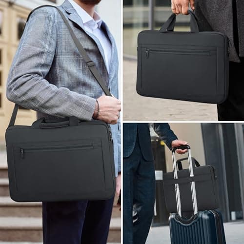 HEDUGO Laptop Bag Case 15.6 16 17 Inch Waterproof Computer Sleeve Messenger Bag with Adjustable Shoulder Strap Unisex Briefcase Carry Case for Work School Travel,Fit 15.6 to 17 Inch Laptops — view 2