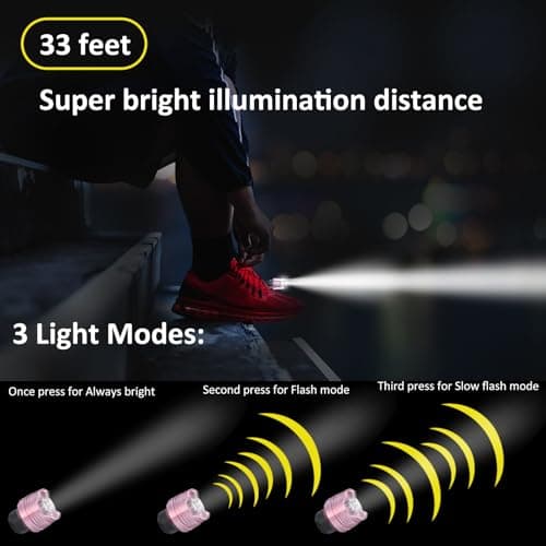 RAHAN Rechargeable Headlights for Shoe, Waterproof Flashlight Attachment for Shoe, 3 Light Modes, Camping Accessories for Kids and Adults, Dog Walking — view 6