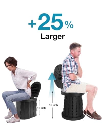 TRIPTIPS Upgrade Retractable Portable Toilet Foldable Height Adjustable Travel Toilet for Car Camping Toilet Portable Potty for Adults and Kids, Portable Toilet for Camping, XL Size (Carbon-16'') — view 4