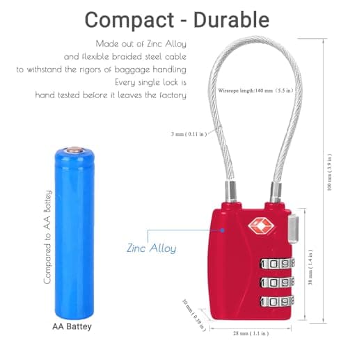 CFMOUR Suitcase Locks, 3-Dial TSA Approved Luggage Lock with Flexible Cable — view 4