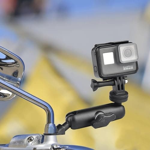 360° Rotatable Motorcycle Bike Camera RAM Mount, Universal Action Camera Holder with Vibration Dampener for GoPro Hero 12/11/10/9, DJI Osmo Action 4/3, Insta360 for Motorbike, Mountain Bike, Road Bike — view 5