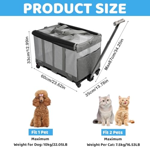 Sideroly Double Compartments Large Cat Carrier, Pet Carrier with Wheels — view 2