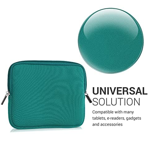 kwmobile Neoprene e-Reader Pouch Size 6,8-7" eReader - Universal eBook Sleeve Case with Zipper - Petrol — view 4