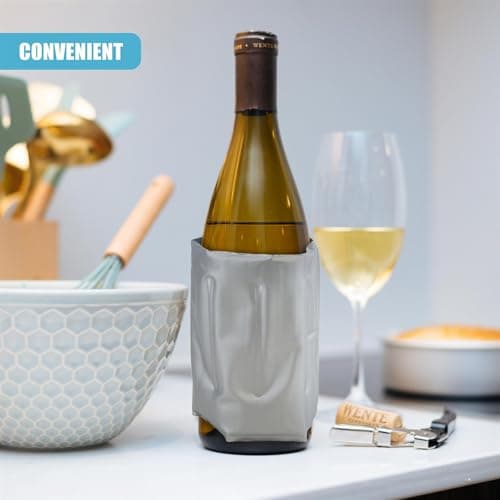 GEEZY Flexible Ice Pack for Wine & Champagne Bottles – Silver, Fits Various Sizes, Reusable with Hook-and-Loop Fastener Strap – Cooler Sleeve for Bottles & Cans – Great for Travel, Picnic, Cool Bag — view 4