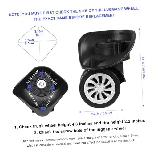 GOOHOCHY 4Pcs Luggage Wheel Swivel Caster Replacement Kit for Suitcase, Black Plastic, Large Load Capacity, DIY Repair Parts for Travel Bag — view 2