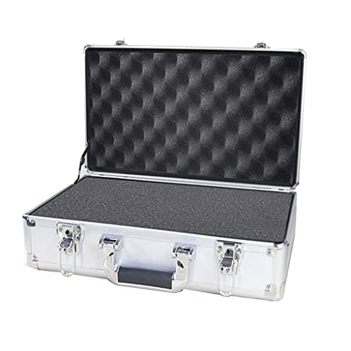 ZAANU Aluminum Hard Case, Lockable Storage Toolbox Portable Foam Briefcase Tool Case Moisture-Proof and Shock-Resistant Transport Case (Silver 470x355x150mm)