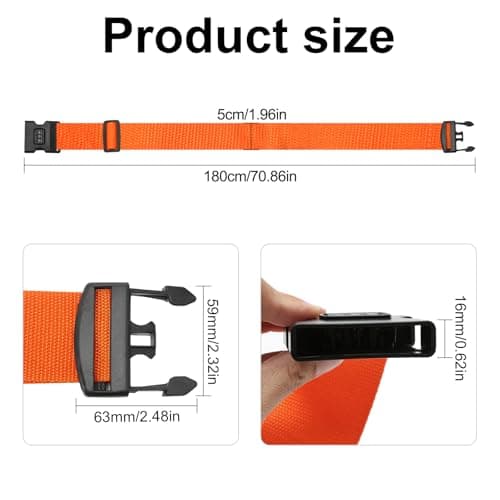 4 Pcs Suitcase Straps with Lock, Orange and Blue — view 2