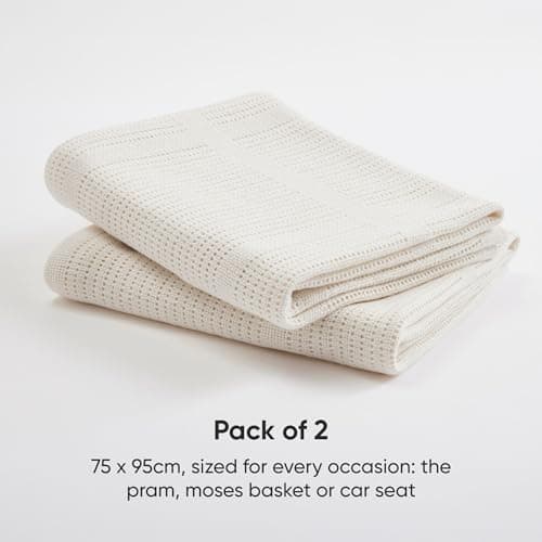 Bloomsbury Mill - Cellular Blankets Baby - 100% Organic Cotton - 2 Pack - Cream - Newborn Essentials - Soft Breathable Baby Blankets for Pram, Cot, Moses Basket - 75x95cm — view 3