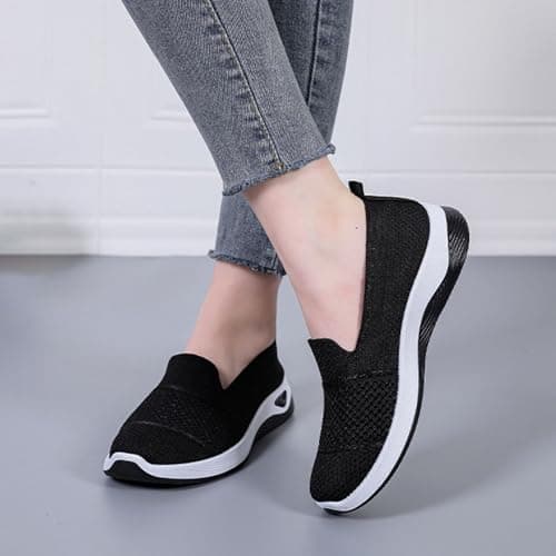 cfpqv Slip On Trainers Women's Orthopaedic Shoes Lightweight Mesh Sports Shoes Breathable Trainers Walking Shoes Gym Fitness Running Shoes Running Walking Road Running Shoes Bequme Slip-On Shoes Size — view 2