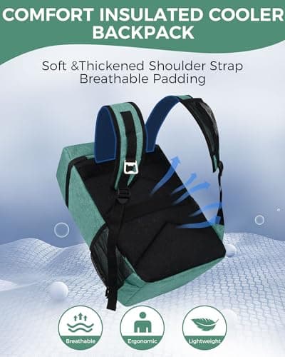 BAGLHER Lightweight Insulated Cooler Backpack - 30 Cans, Leak-Proof for Lunch, Picnic, Hiking, Camping Trips, Green — view 5