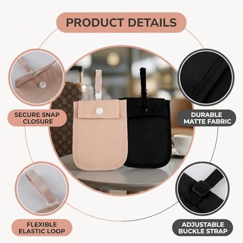 Gaomumu 2PCS Hidden Bra Wallet Pouches, Adjustable Elastic Anti-Theft Undercover Pouch, Waterproof Reusable Nylon Stash Pocket, Discreet Storage Wallet for Travel Commuting Shopping(Pink,Black) — view 3