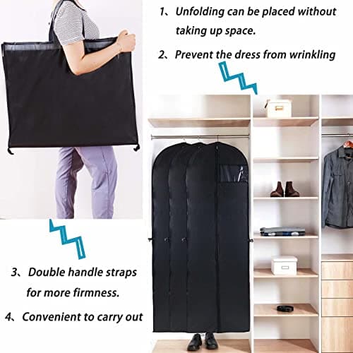 Niviy Dress Bag Covers Long 60 x 180 cm, Garment Cover with Handle & Pocket — view 4