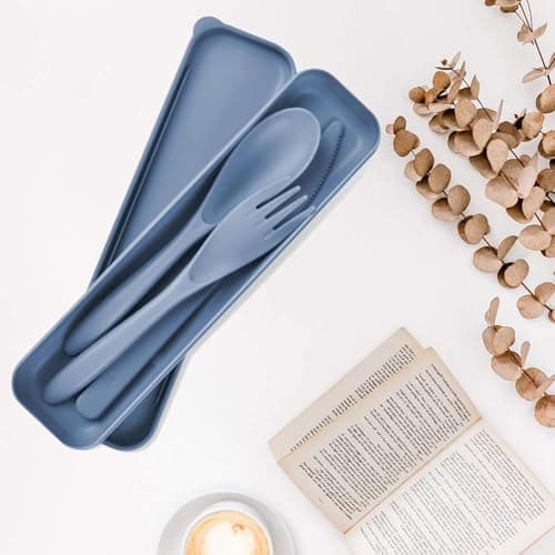 2 Sets Portable Reusable Cutlery Set with Case – Utensils for Travel, Camping, Outdoor Dining – Compact & Easy to Clean, Sustainable Dining Solution — view 4