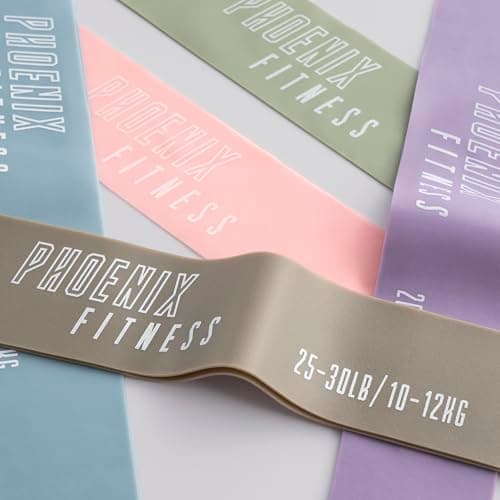 Phoenix Fitness Resistance Bands - Set of 5 Exercise Bands for Men and Women with 5 Resistance Levels - Workout Bands for Home, Gym, Yoga & Training with Carry Bag & Exercise Guide (Pastel) — view 2