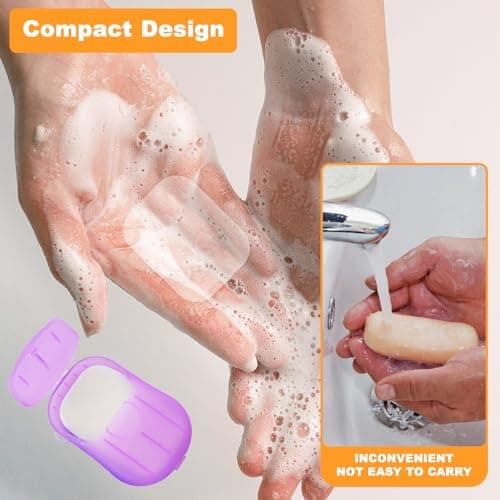 ASIRYVA 5 Boxes Travel Soap, Portable Foaming Paper Soap Sheets with Storage for Travel & Outdoor Hand Washing — view 4