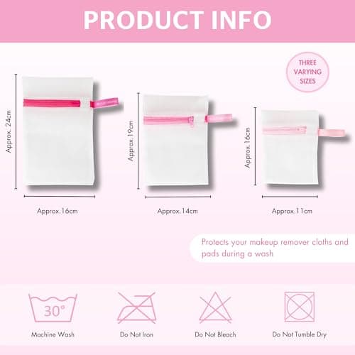 Brushworks Beauty Wash Bag Set – 3 Pack Mesh Laundry Bags for Makeup Remover Pads & Cloths – Reusable, Durable, Travel-Friendly, Vegan & Cruelty-Free — view 4