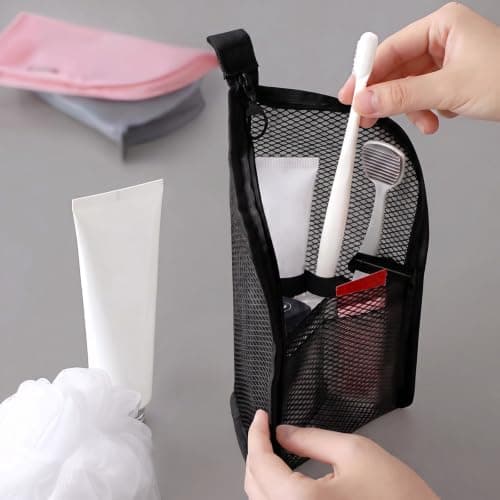 Large Capacity Freestanding Travel Toiletry Bag Waterproof Makeup (Black) — view 3